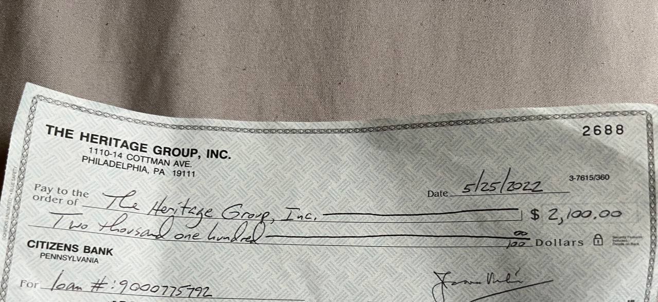 CITIZENS BANK DEPOSIT CHECK | $2000 - $5000